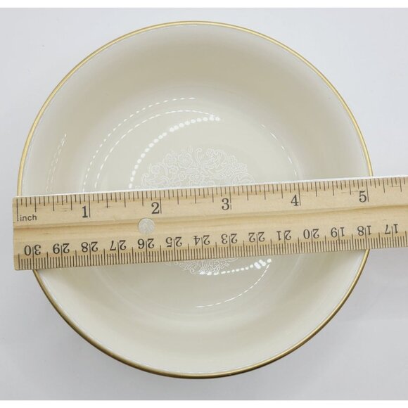 Lenox Moonspun Ivory Porcelain Fruit Cereal Bowl W/ Floral Lace Design Gold Trim - Picture 7 of 8